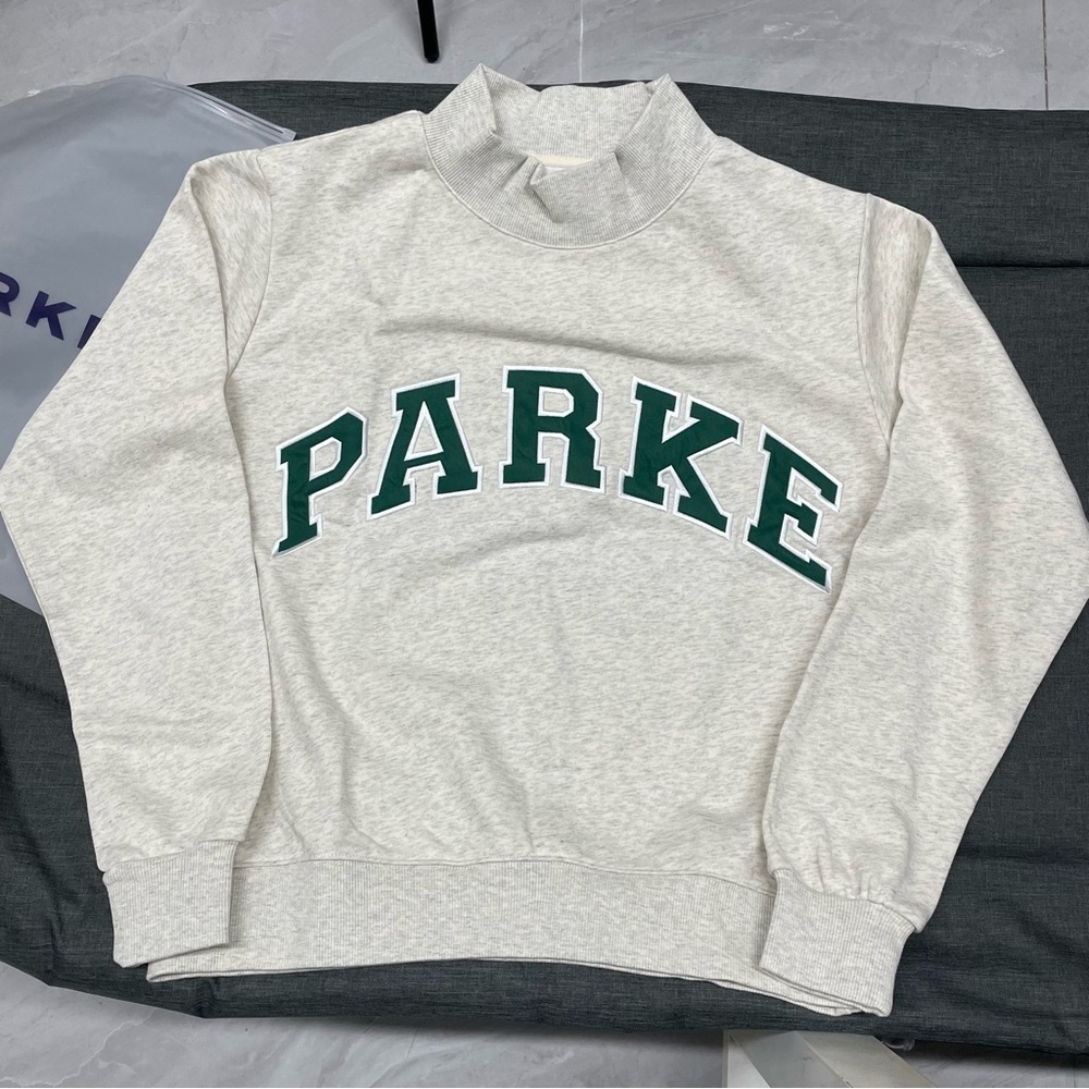 PARKE Cream Sweatshirt with Green Lettering